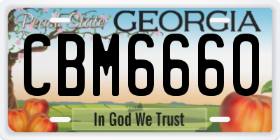GA license plate CBM6660