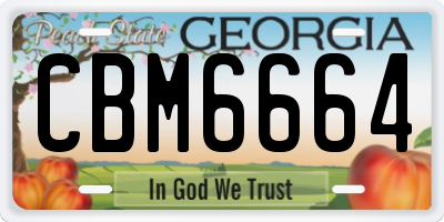 GA license plate CBM6664