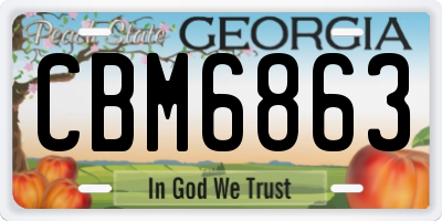 GA license plate CBM6863