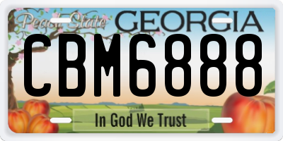 GA license plate CBM6888
