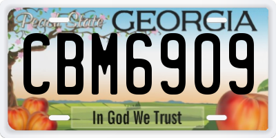 GA license plate CBM6909