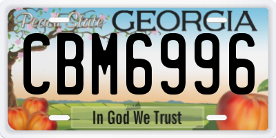 GA license plate CBM6996