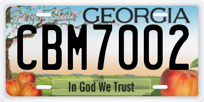 GA license plate CBM7002