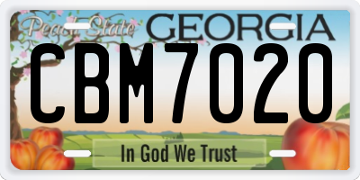 GA license plate CBM7020