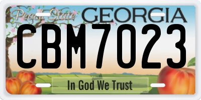 GA license plate CBM7023