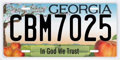 GA license plate CBM7025