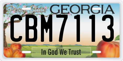 GA license plate CBM7113