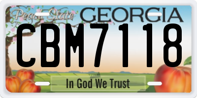 GA license plate CBM7118