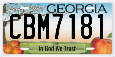 GA license plate CBM7181