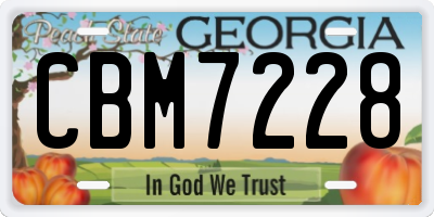 GA license plate CBM7228