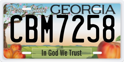 GA license plate CBM7258