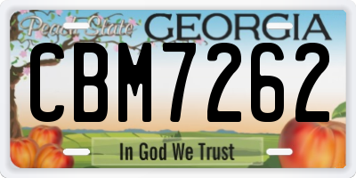 GA license plate CBM7262