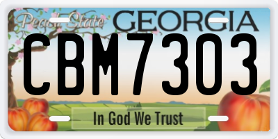 GA license plate CBM7303