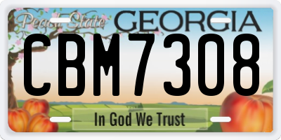 GA license plate CBM7308