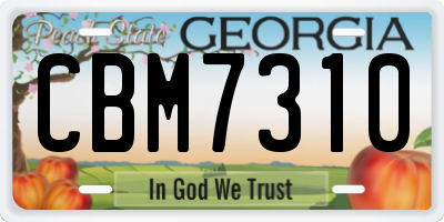 GA license plate CBM7310