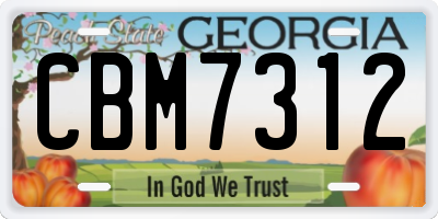 GA license plate CBM7312