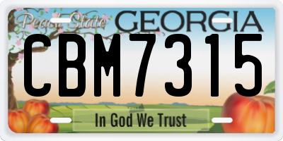 GA license plate CBM7315