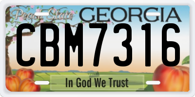 GA license plate CBM7316