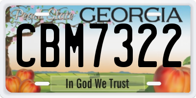 GA license plate CBM7322