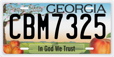 GA license plate CBM7325