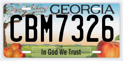 GA license plate CBM7326