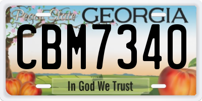 GA license plate CBM7340