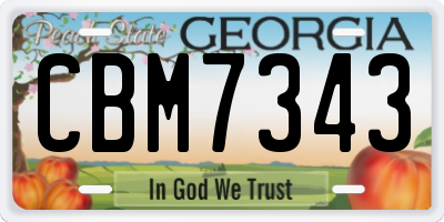 GA license plate CBM7343