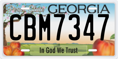 GA license plate CBM7347