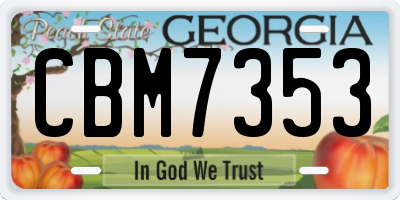 GA license plate CBM7353