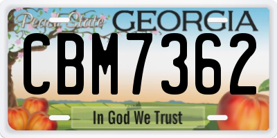 GA license plate CBM7362