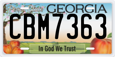 GA license plate CBM7363