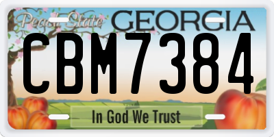 GA license plate CBM7384