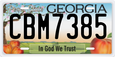 GA license plate CBM7385