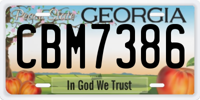 GA license plate CBM7386