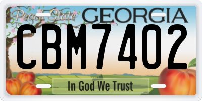 GA license plate CBM7402