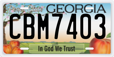 GA license plate CBM7403