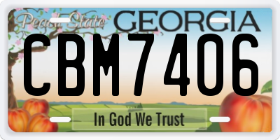 GA license plate CBM7406