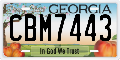 GA license plate CBM7443