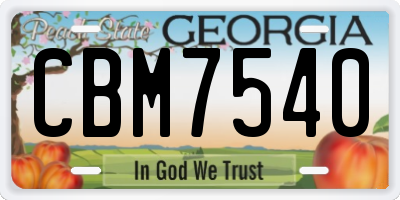 GA license plate CBM7540