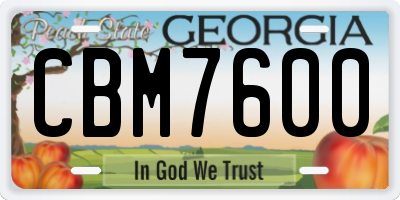 GA license plate CBM7600