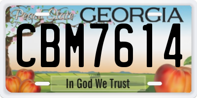 GA license plate CBM7614