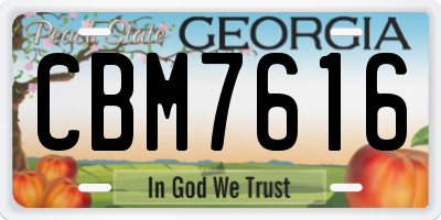 GA license plate CBM7616