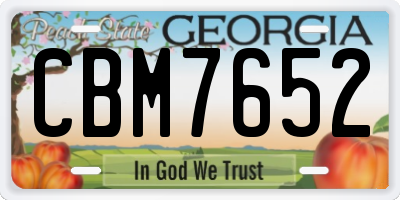 GA license plate CBM7652