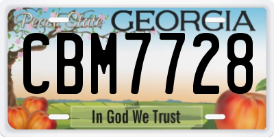 GA license plate CBM7728