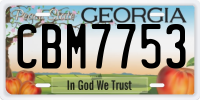 GA license plate CBM7753