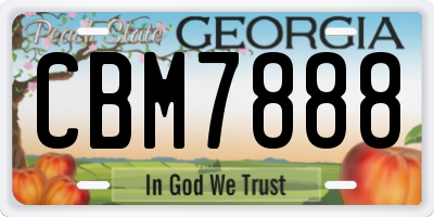 GA license plate CBM7888