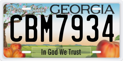 GA license plate CBM7934