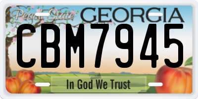 GA license plate CBM7945