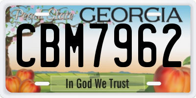 GA license plate CBM7962