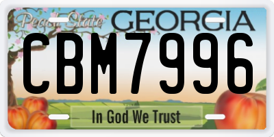 GA license plate CBM7996